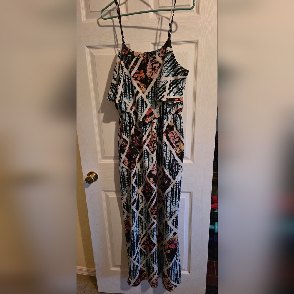 Fire Los Angeles Floral Geometric Maxi Dress